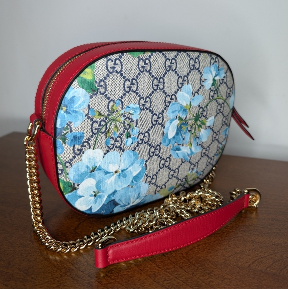 Gucci Chain Crossbody Bag Blooms Print GG Coated Canvas Mini - Picture 1 of 13